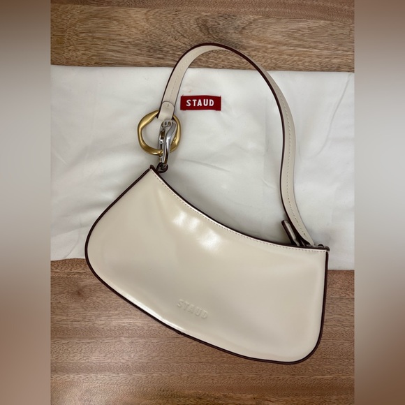 STAUD Handbags - STAUD Ollie Leather Shoulder Bag, Cream